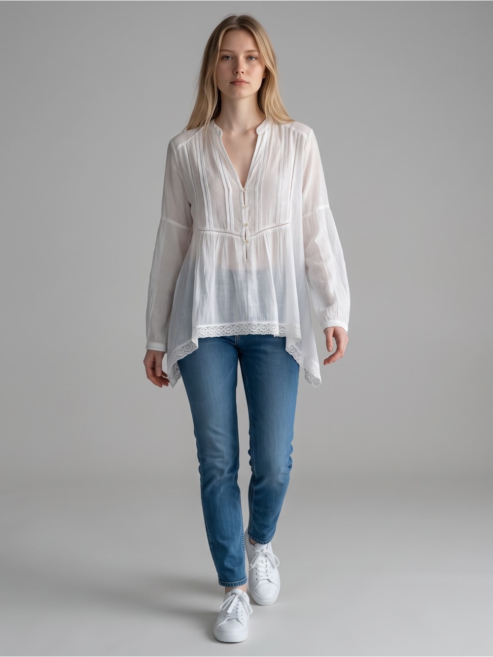 Ralph Lauren Denim & Supply vintage boho ethereal crochet lace trim blouse. L
